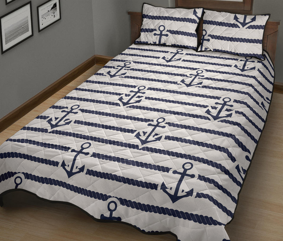 Anchor rope nautical  pattern Quilt Bed Set