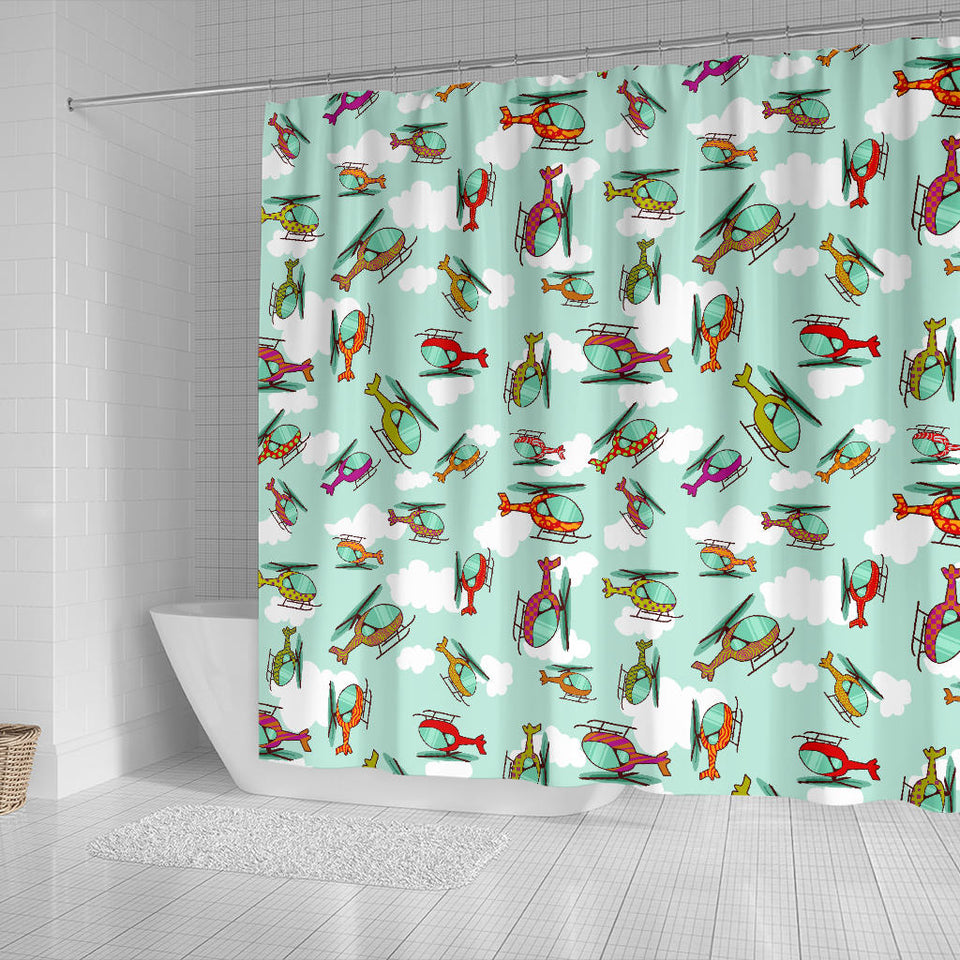 Helicopter Design Pattern Shower Curtain Fulfilled In US