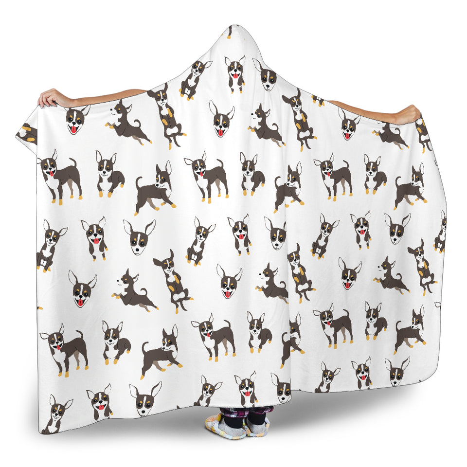 Chihuahua Dog Pattern Hooded Blanket