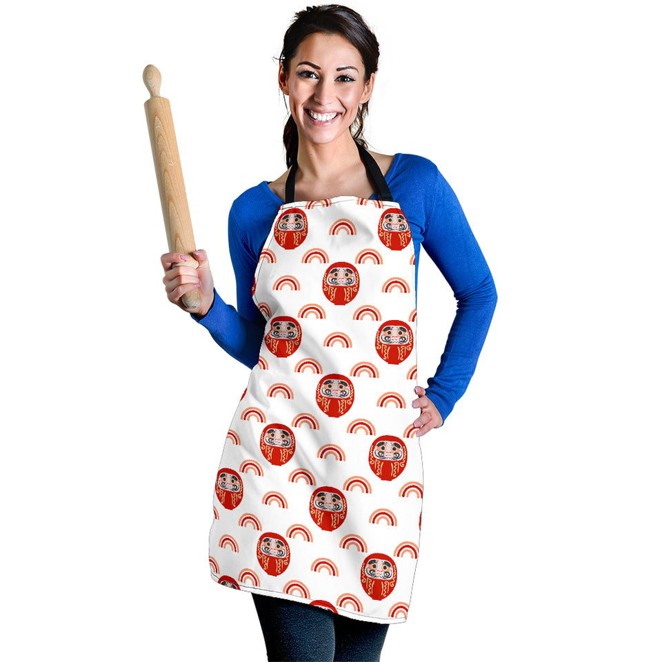 Daruma Japanese Wooden Doll Design Pattern Adjustable Apron