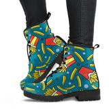 French Fries Red Paper Box Pattern Leather Boots
