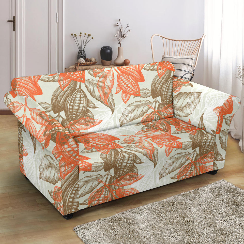 Cocoa Beans Cocoa Tree Pattern Loveseat Couch Slipcover