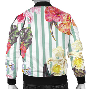 Colorful Orchid Flower Pattern Men'S Bomber Jacket