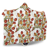 Red Tulips And Daffodils Pattern Hooded Blanket