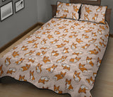 Cute Corgis Pattern pink background Quilt Bed Set