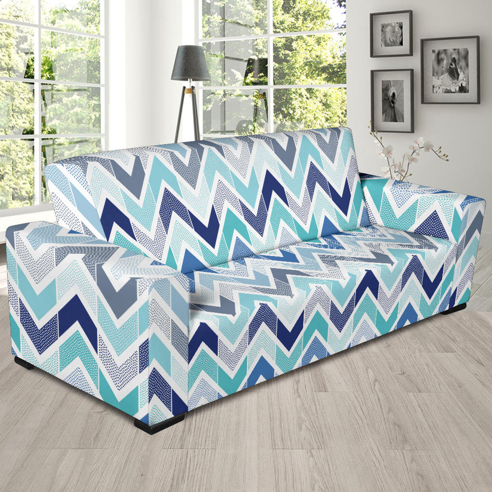 Zigzag  Chevron Blue Pattern Sofa Slipcover
