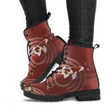 Koi Fish Carp Fish Red Background Leather Boots