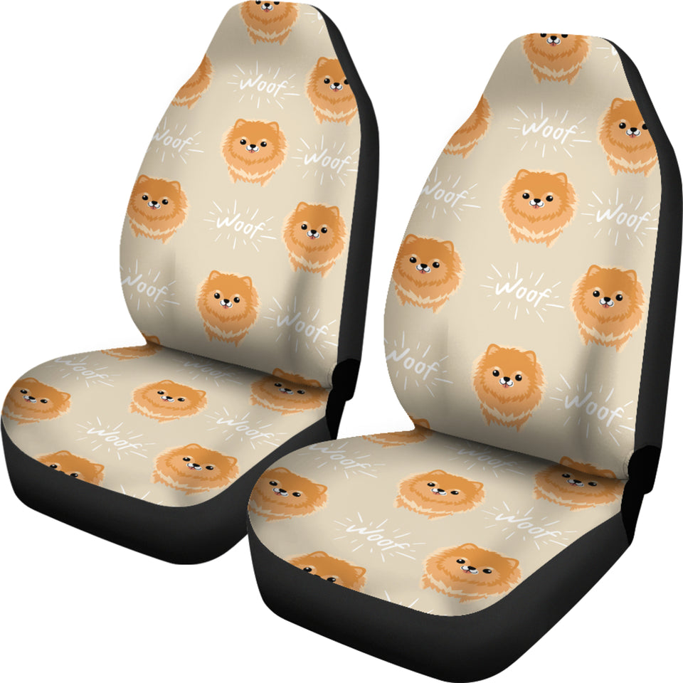 Cute Brown Pomeranian Puppy   Universal Fit Car Seat Covers