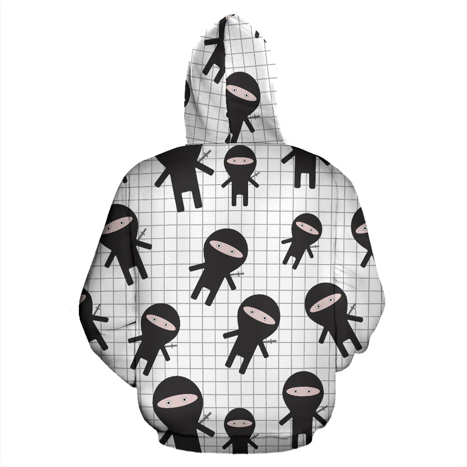 Ninja Pattern Plaid Background Zip Up Hoodie