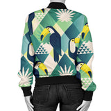 Toucan Tropical Leaves Design Pattern  Women'S Bomber Jacket