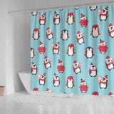 Cute Penguin Christmas  Design Pattern Shower Curtain Fulfilled In US