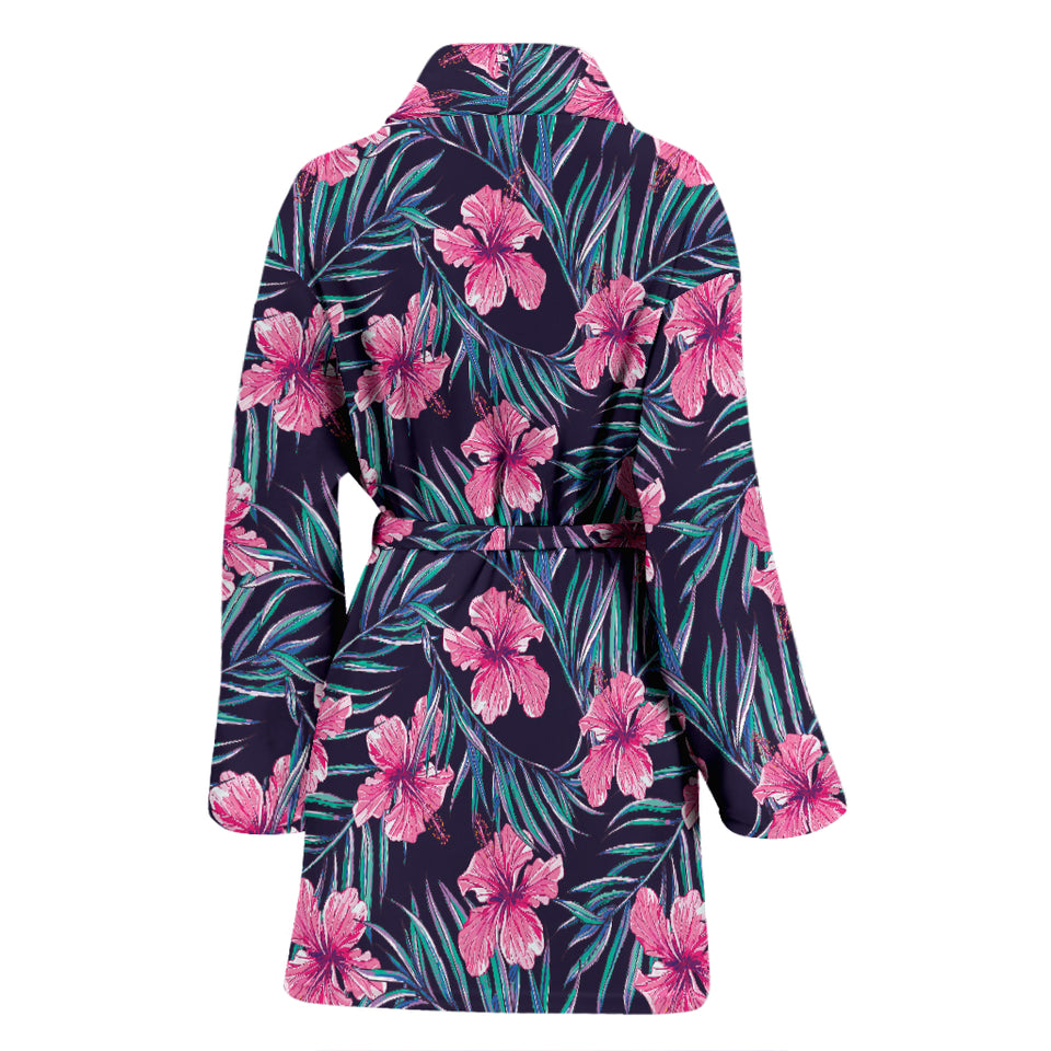 Hibiscus Pattern Print Design 05 Women's Bathrobe