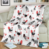 Cool Rooster Chicken Cock Floral Ornament Background Premium Blanket