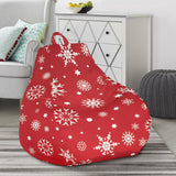Snowflake Pattern Red Background Bean Bag Cover