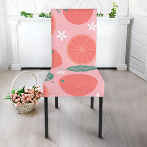Grapefruit Leaves Flower Pink Background Dining Chair Slipcover