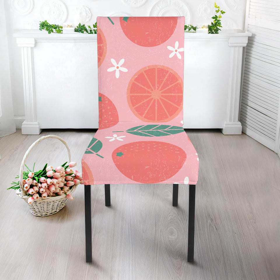 Grapefruit Leaves Flower Pink Background Dining Chair Slipcover