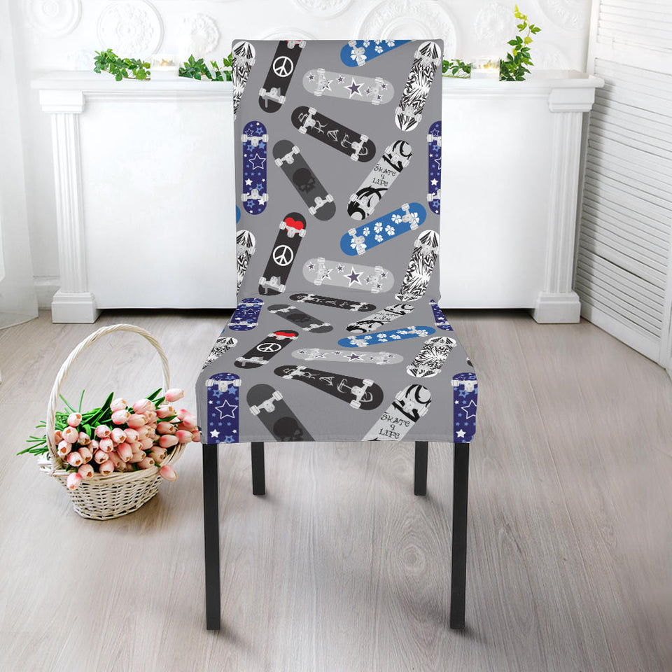 Skate Board Pattern Print Design 03 Dining Chair Slipcover