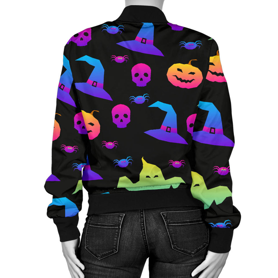 Colorful Halloween Background Women'S Bomber Jacket