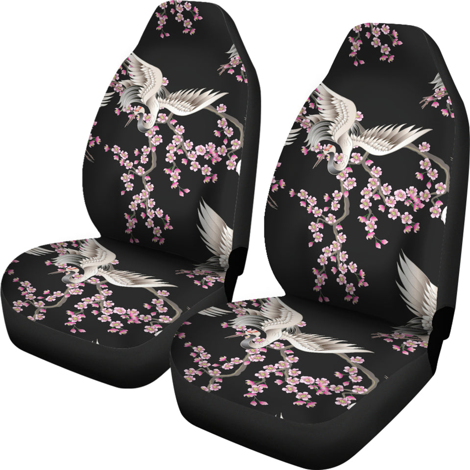 Japanese Crane Pink Sakura Pattern Universal Fit Car Seat Covers