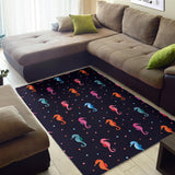 Watercolor Colorful Seahorse Pattern Area Rug