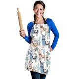 Lama Alpaca Cactus Hand Drawn Pattern Adjustable Apron