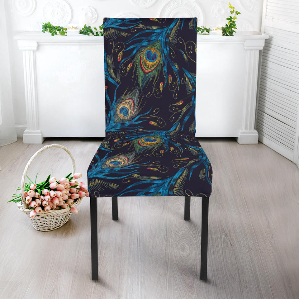 Beautiful Peacock Feather Pattern Dining Chair Slipcover