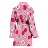 Cherry Flower Pattern Pink Background Women'S Bathrobe