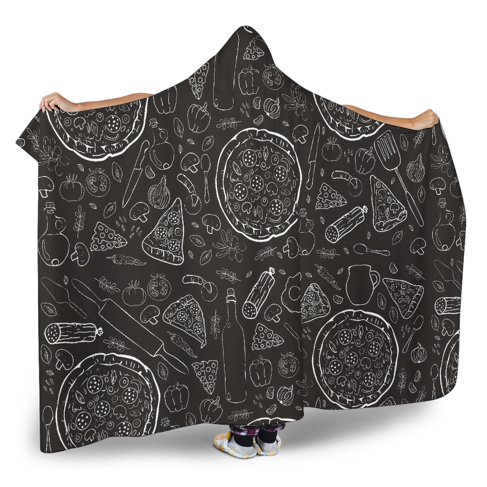 Pizza Pattern  Hooded Blanket