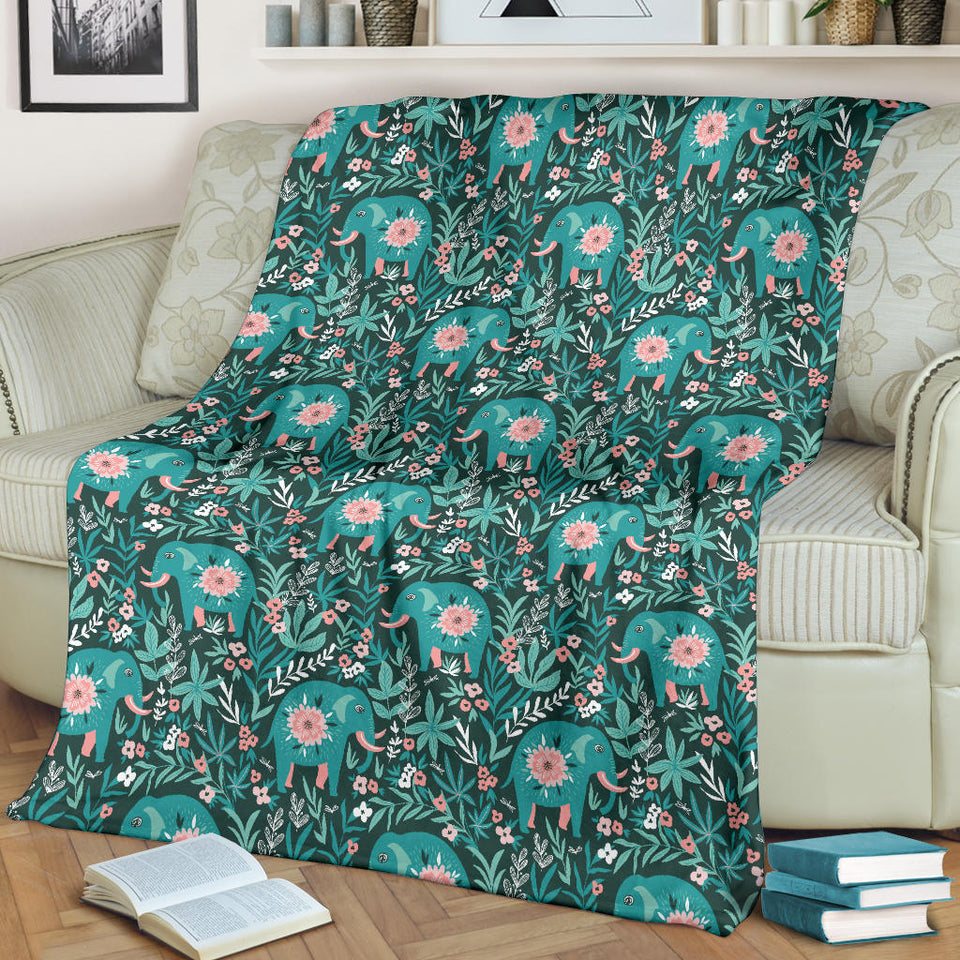 Elephants Jungle Pattern Premium Blanket