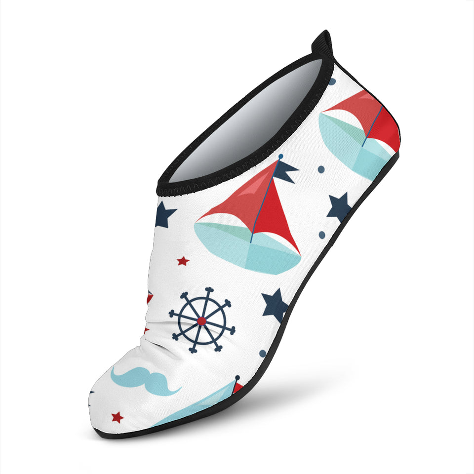 Cute Color Paper Sailboat Pattern Aqua Shoes