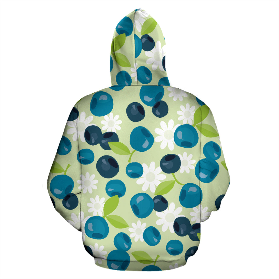 Blueberry Flower Pattern Zip Up Hoodie