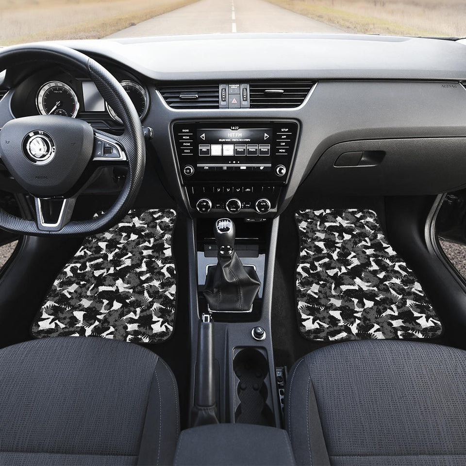 Crow Illustration Pattern Front Car Mats