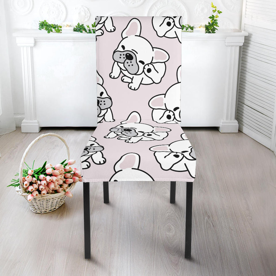 Cute French Bulldog Pattern Dining Chair Slipcover