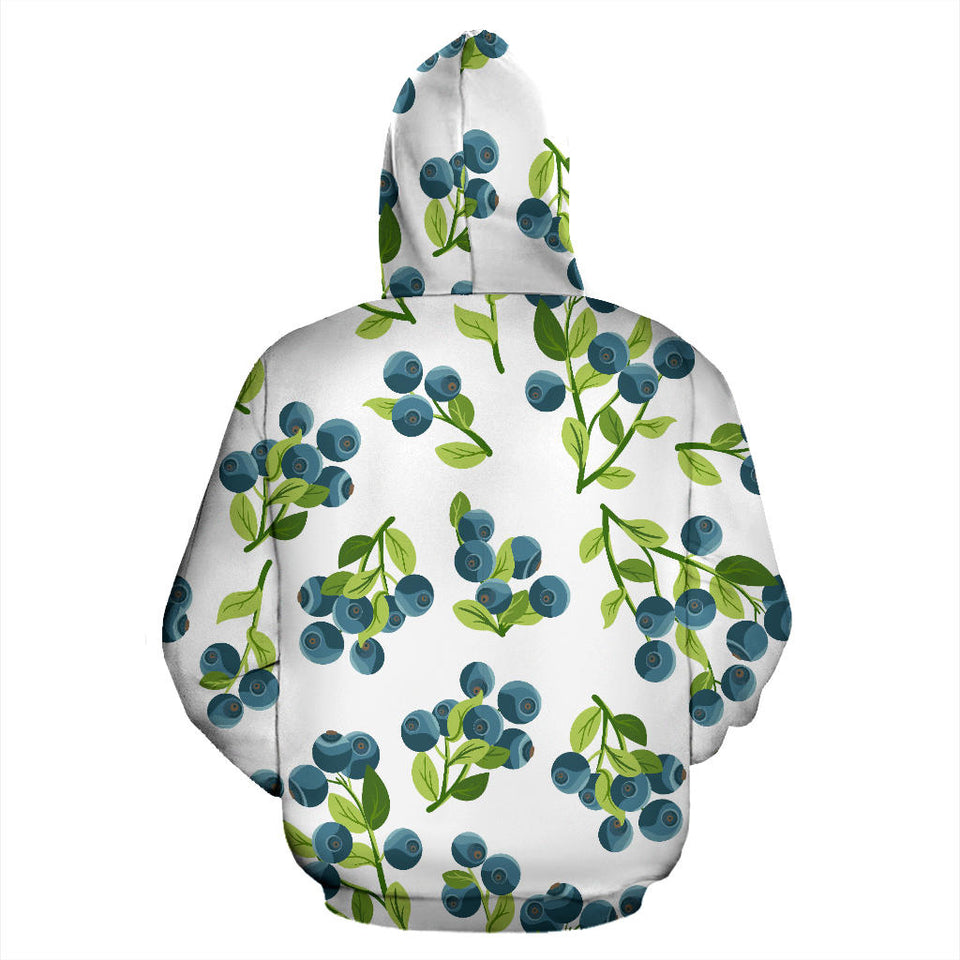 Blueberry White Background Men Women Pullover Hoodie