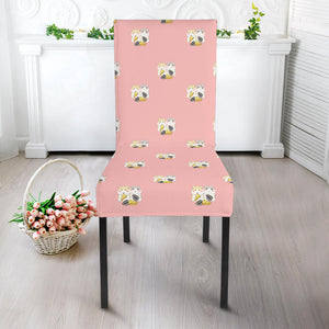 Cute Hamster Cheese Pattern Pink Background Dining Chair Slipcover