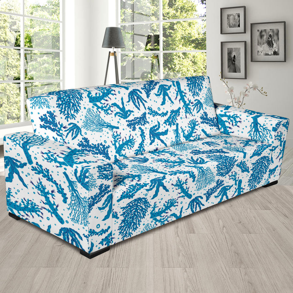 Coral Reef Pattern Print Design 01 Sofa Slipcover