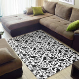 Crow Dark Floral Pattern Area Rug