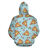 Hand Drawn Pizza Blue Background Zip Up Hoodie