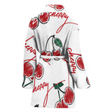 Hand Drawn Cherry Pattern Women'S Bathrobe