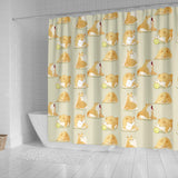 Cute Fat Shiba Inu Dog Pattern Shower Curtain Fulfilled In US
