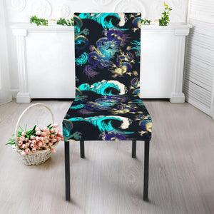 Dragon Sea Wave Pattern Dining Chair Slipcover