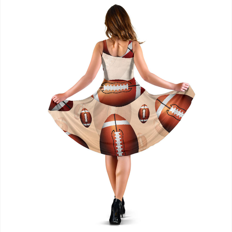 American Football Ball Design Pattern Sleeveless Midi Dress