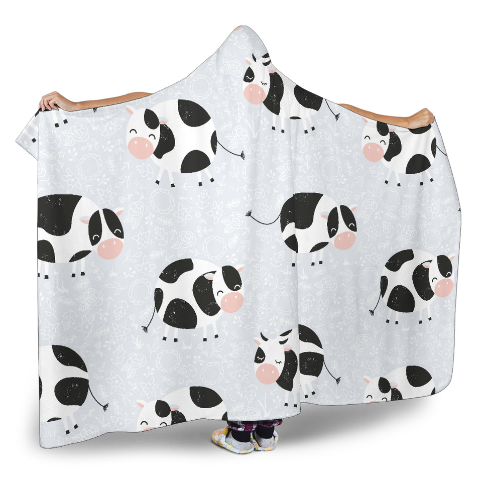 Cute Cows Pattern Hooded Blanket