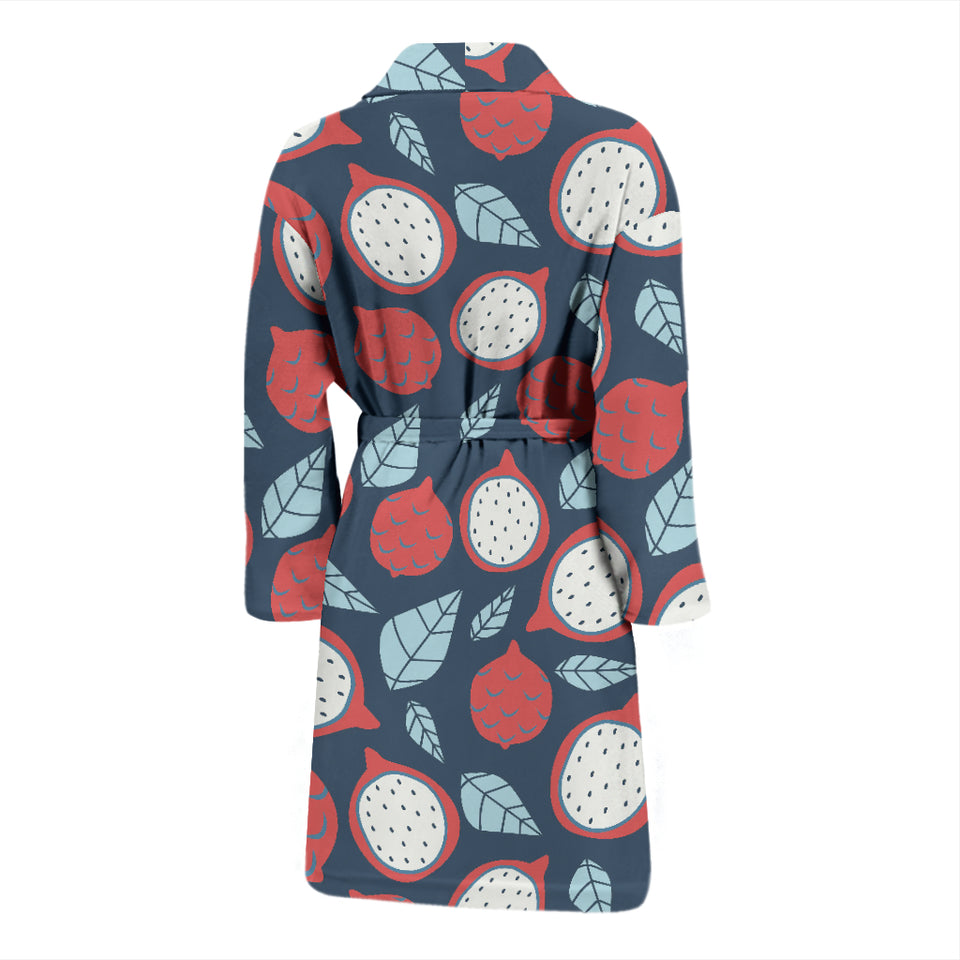 Dragon Fruits Dark Blue Background Men'S Bathrobe
