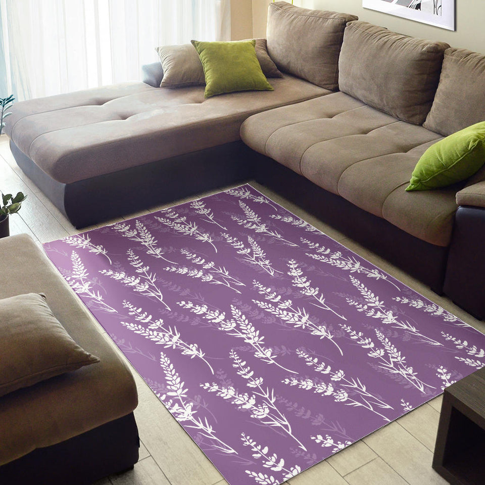 Lavender Flowers Purple Pattern Area Rug