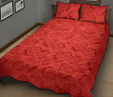 strawberry pattern red background Quilt Bed Set