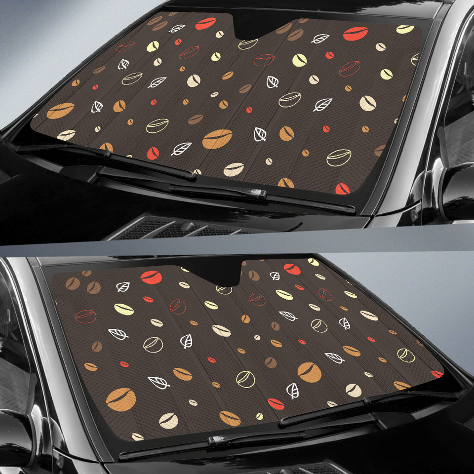 Coffee Bean Leave Pattern Car Sun Shade