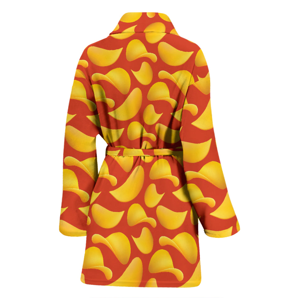 Potato Chips Pattern Print Design 05 Women's Bathrobe