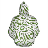Hand Drawn Sketch Style Green Chili Peppers Pattern Zip Up Hoodie