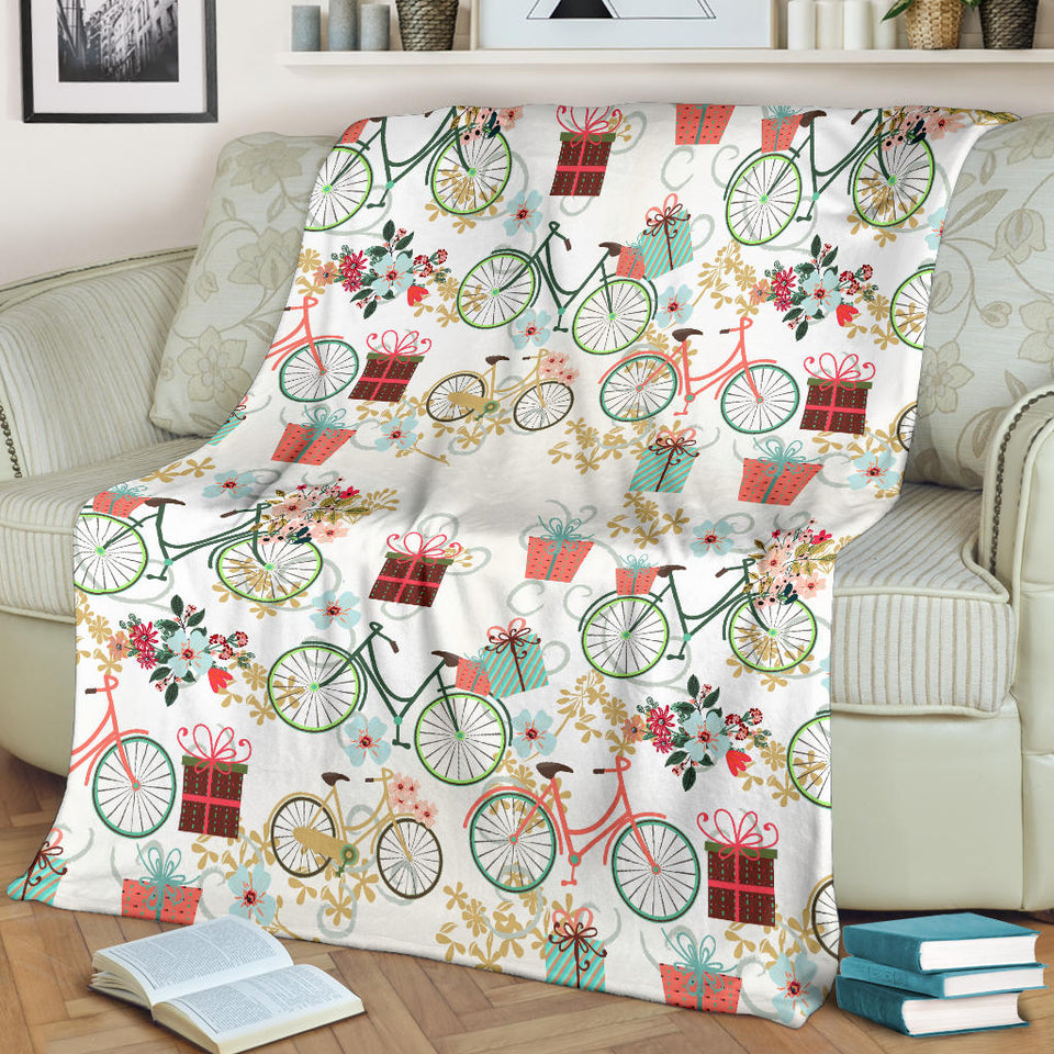 Bicycle Pattern Print Design 05 Premium Blanket